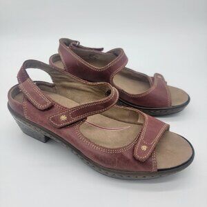 Klogs Sandals Red Leather Slip Resistance Shoes‎ 8M Adjustable